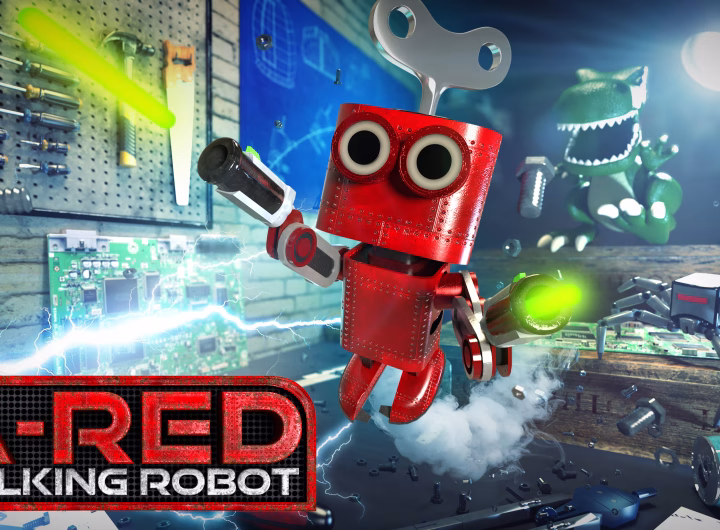 a red walking robot