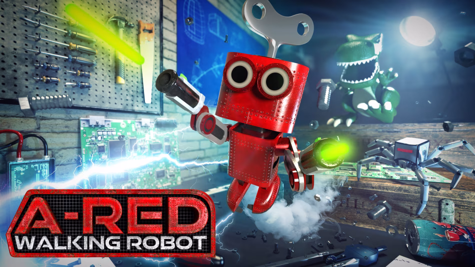 a red walking robot