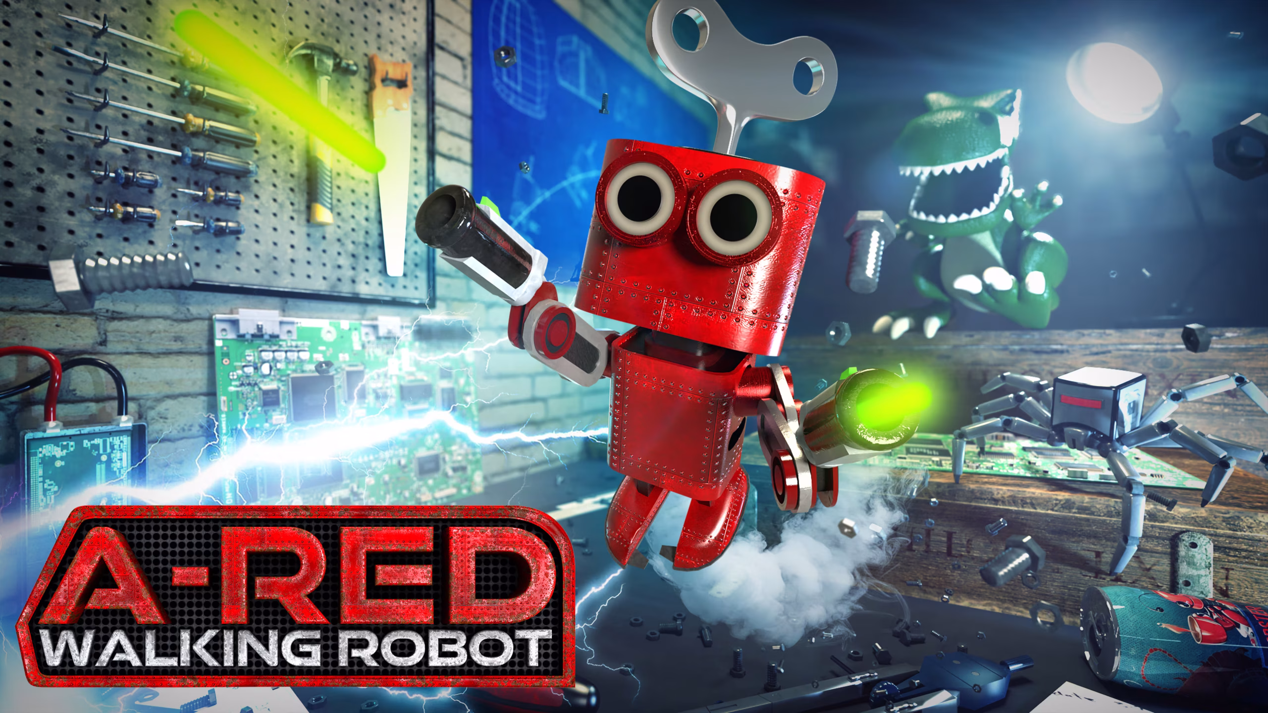 a red walking robot